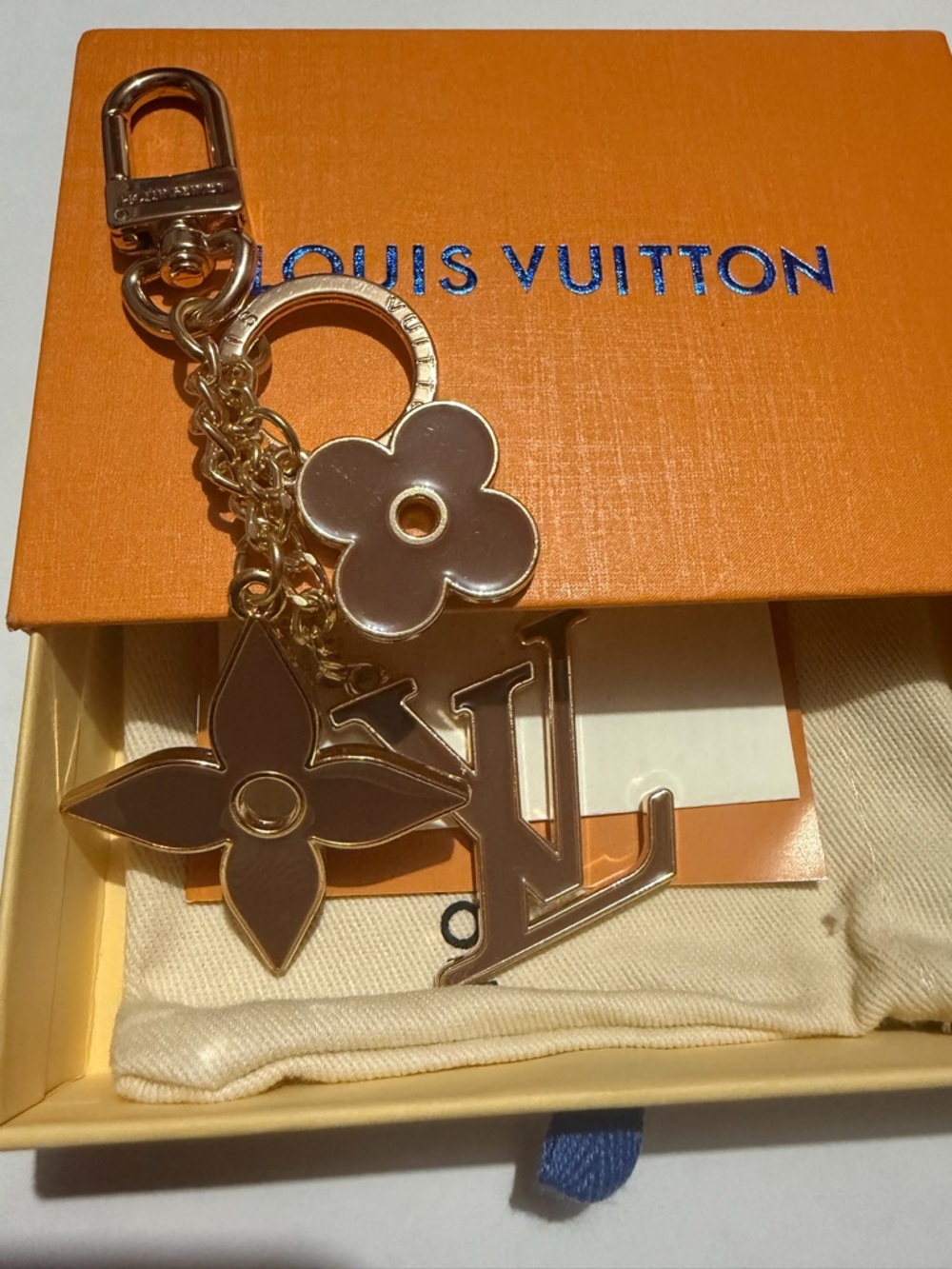 Brown Monogram Flower Key Charm
